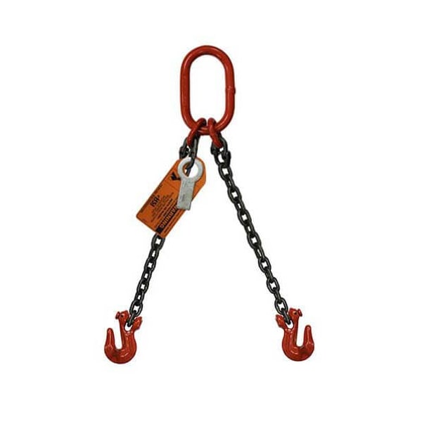 Hsi Two Leg Bridle Chain Slng, 3/4 in dia, 16ft L, Oblong Link to Grab Hook, 61,100lb Lmt 10DOG3/4-16 - main